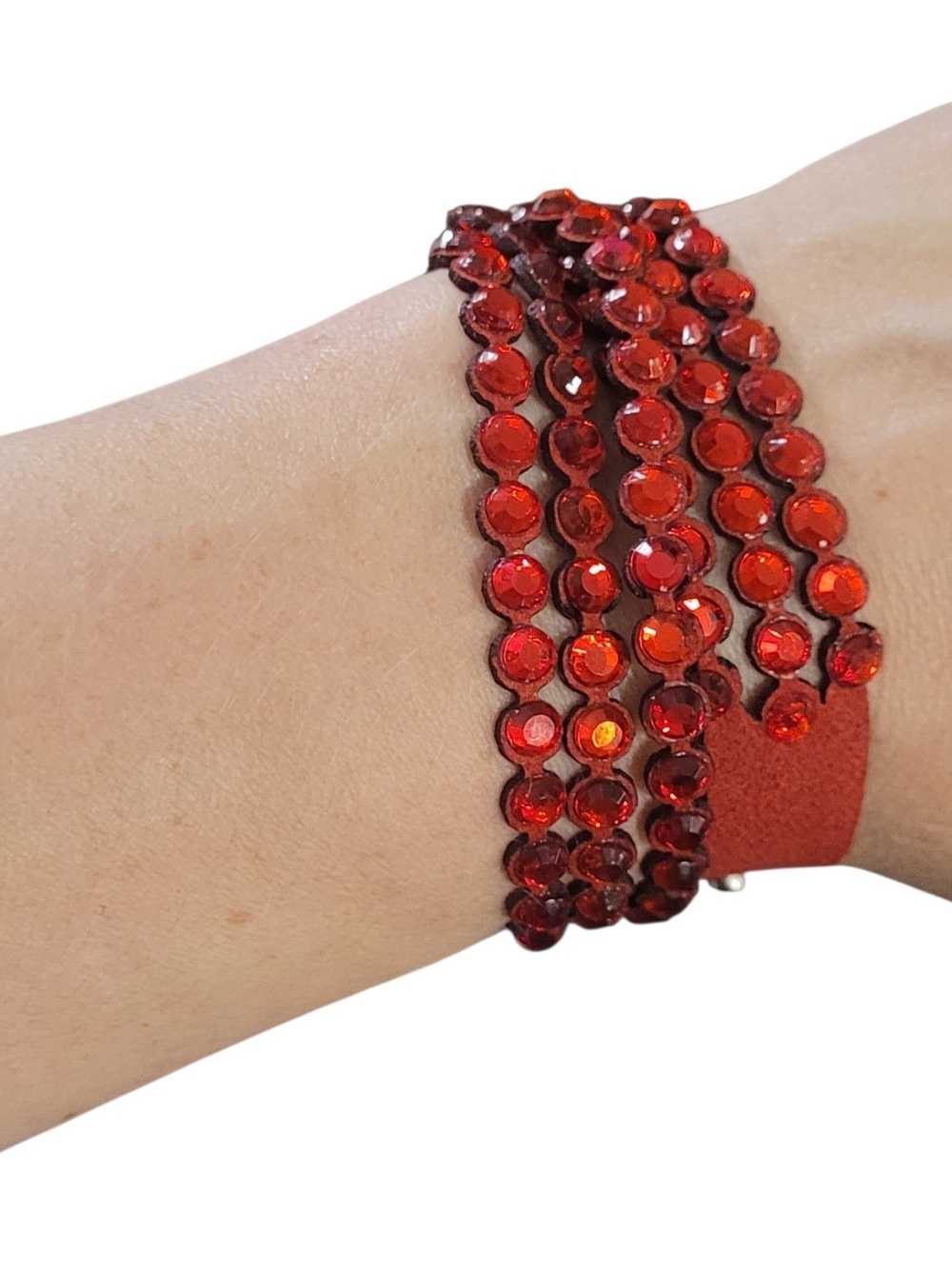 Red Multi-Row Crystal Wrap Bracelet - Women Jewelry